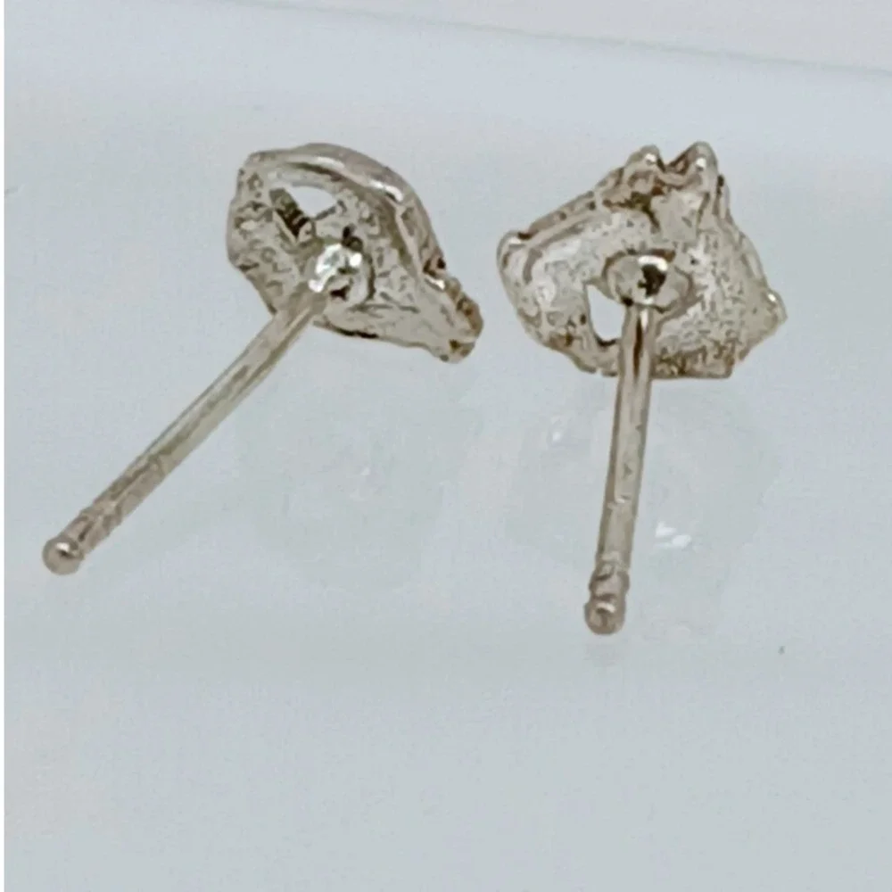Sterling Silver 925 Dolphin Stud‎ Earrings Blue Crystal Nautical Vintage Jewelry